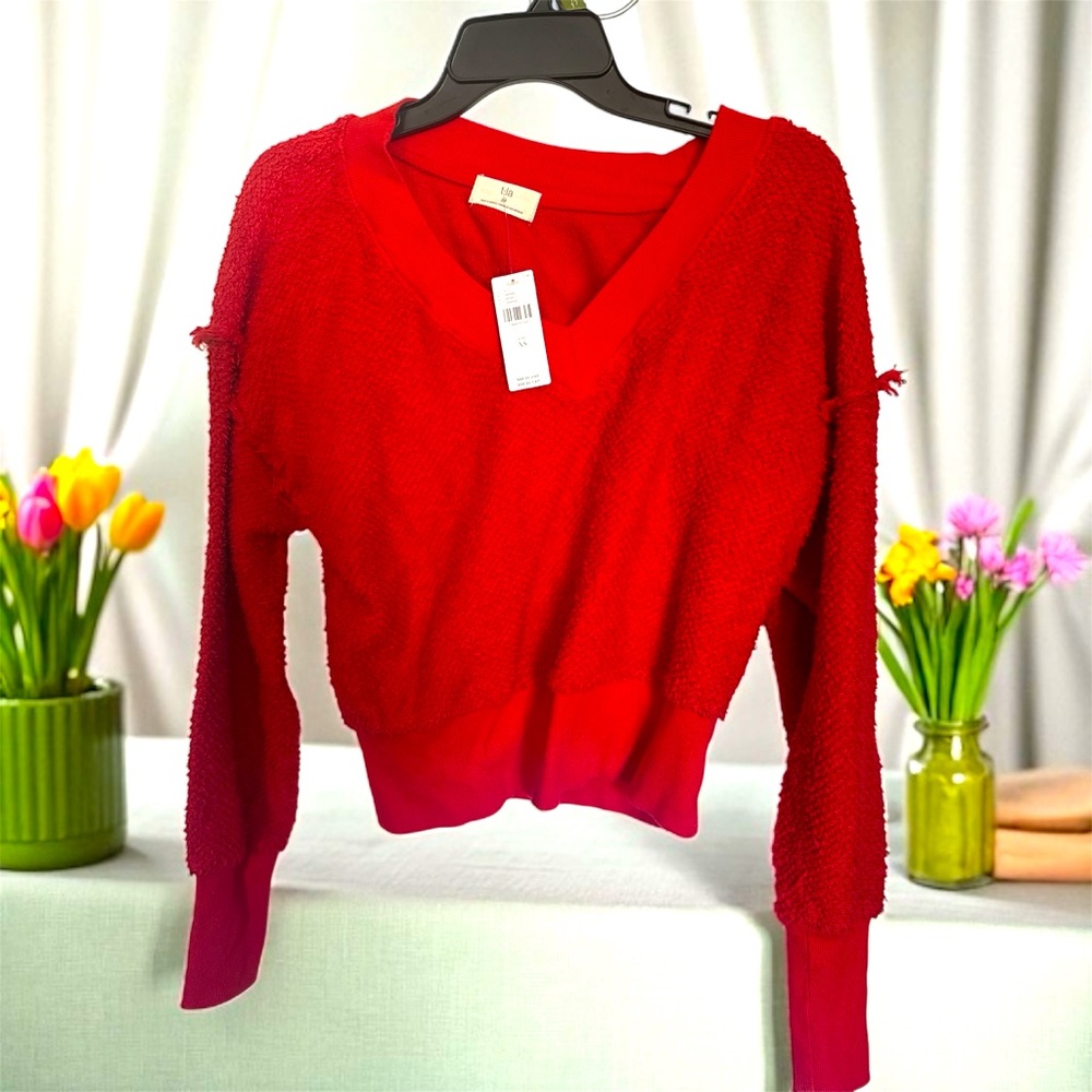 Anthropologie t.la Red Textured Pullover Sweater – Size XS – NWT